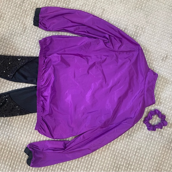 Weissman Black Sequin Unitard and Purple Sequin Dance Jacket size 10-12 - Picture 9 of 10
